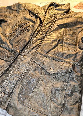 Canda Marka Eskitme Model Hakiki Deri Ceket - Görsel 8