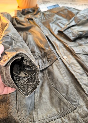 Canda Marka Eskitme Model Hakiki Deri Ceket - Görsel 4