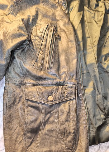 Canda Marka Eskitme Model Hakiki Deri Ceket - Görsel 5