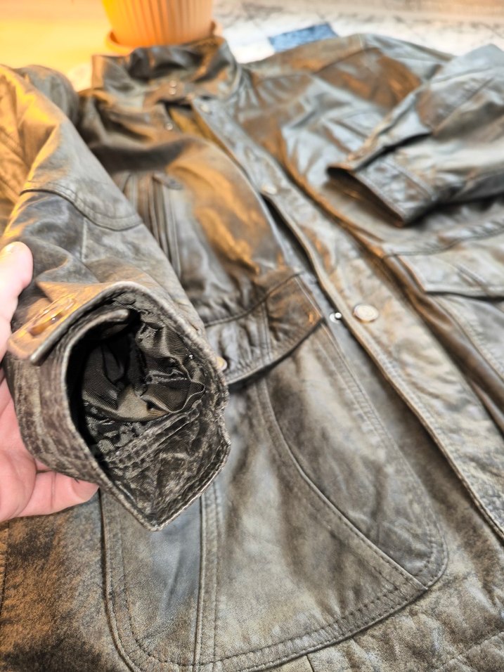 Canda Marka Eskitme Model Hakiki Deri Ceket - Görsel 4