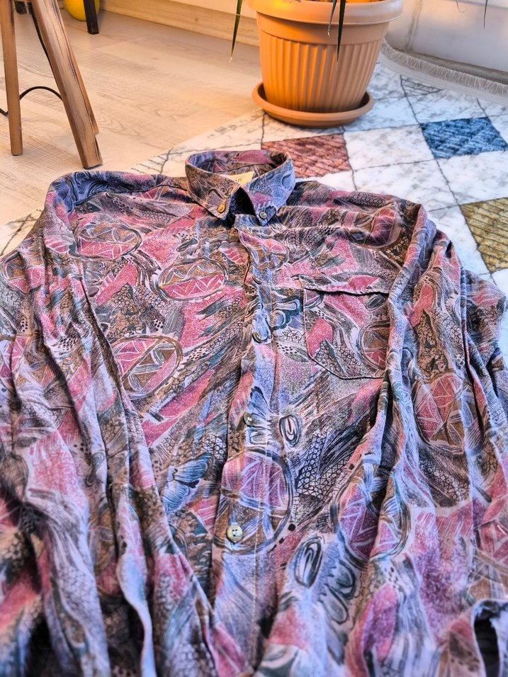 Bohem Çok Renkli Uzun Kollu Gömlek - Görsel 2