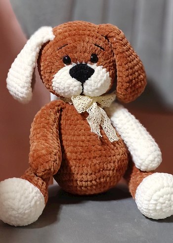 Beden Renk Kahverengi Yumuşak Peluş Oyuncak Köpek