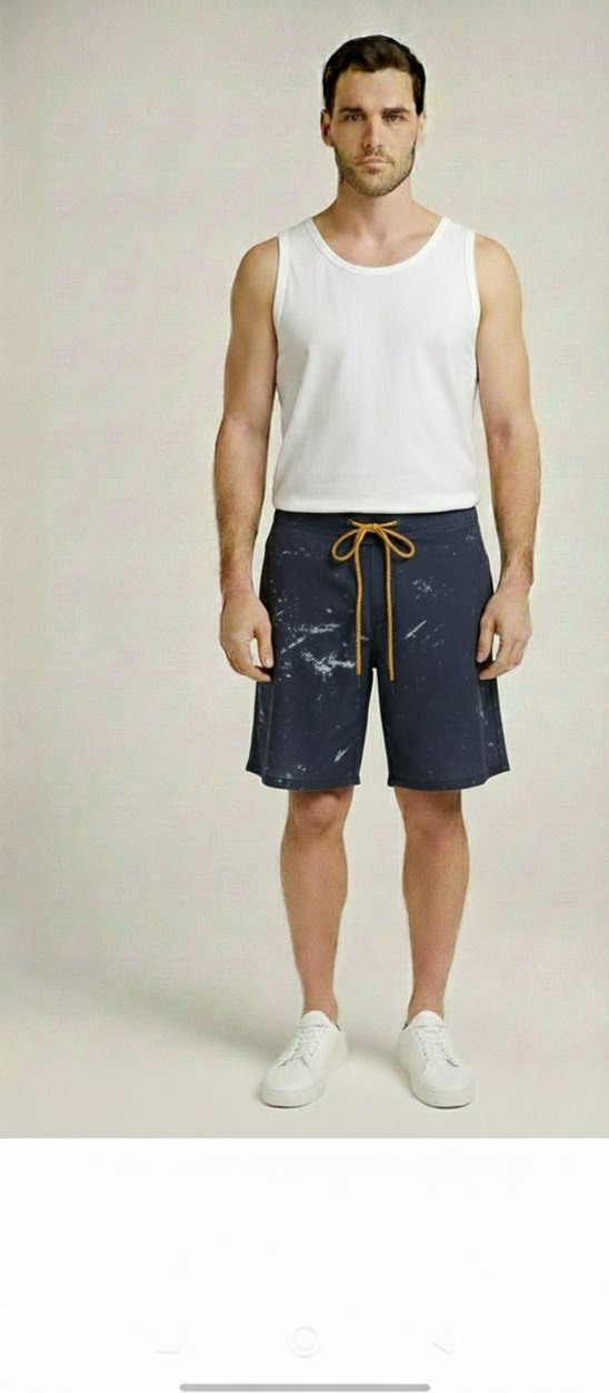 Mavi Bağcıklı Erkek Mini Şort - Görsel 2