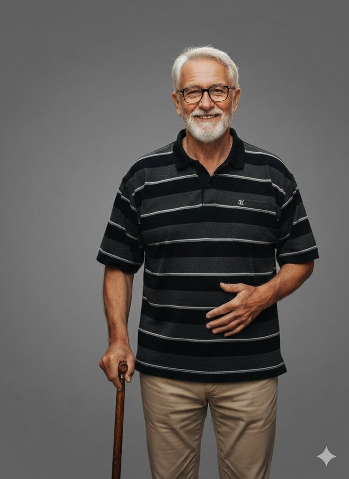 Gri Çizgili Kısa Kollu Polo Tişört - Görsel 2