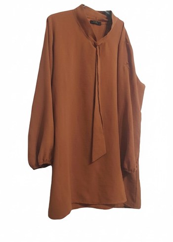 Turuncu Renkli Yüksek Yakalı Kadın Tunik - Görsel 2