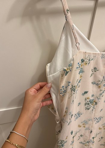 s Beden Çiçek desen astarlı şifon elbise