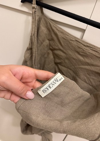 Diğer Sırt bağlama detaylı keten üst