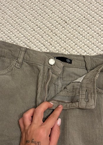 40 Beden haki Renk Düğmeli haki kadife Kadın Mini Etek