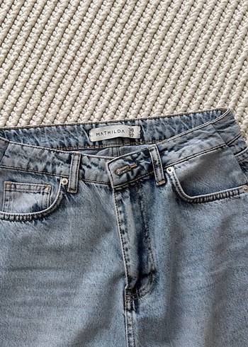Diğer Gri Bol Kesim Midi Denim Kadın Pantolon