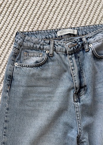 38 Beden Gri Bol Kesim Midi Denim Kadın Pantolon