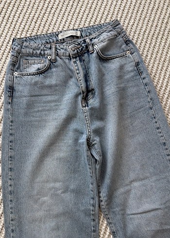 38 Beden mavi Renk Gri Bol Kesim Midi Denim Kadın Pantolon