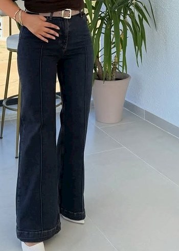 Diğer Koyu Lacivert Yuksek Bel Denim Jean