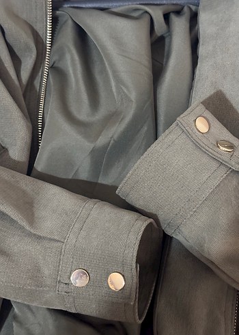 Gri Süet Kadın Midi Ceket - Görsel 3