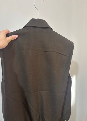 Düğmeli Kahverengi Kadın  Yelek - Görsel 2