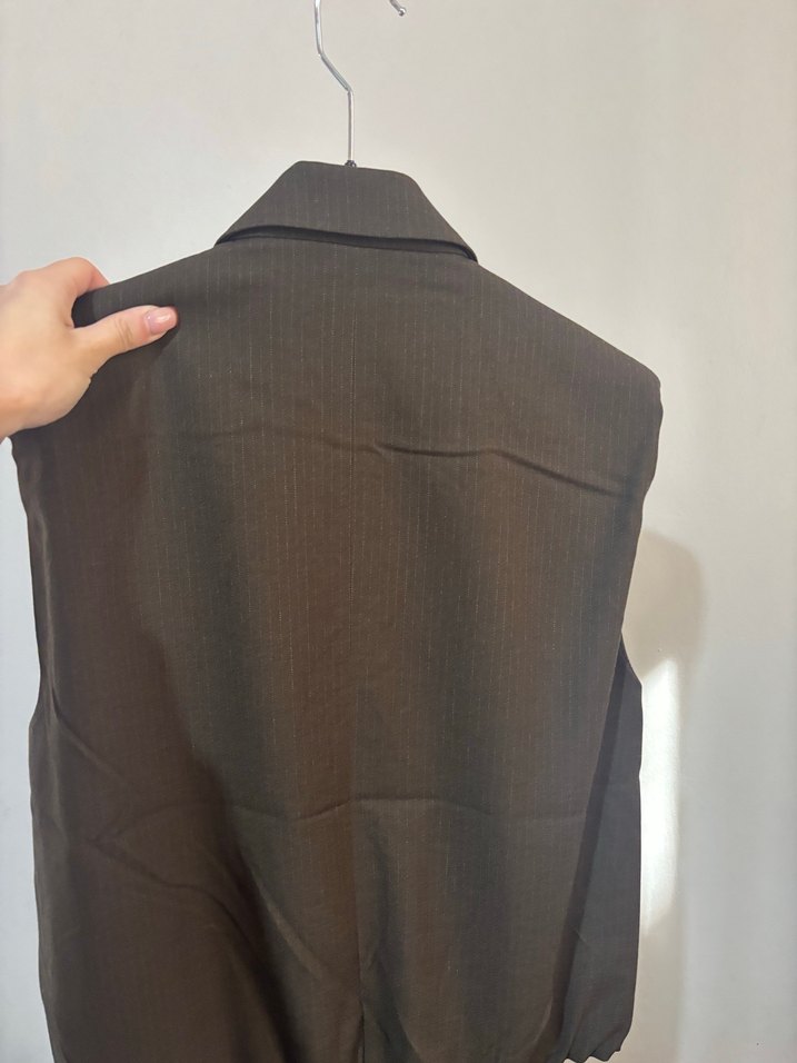 Düğmeli Kahverengi Kadın  Yelek - Görsel 2