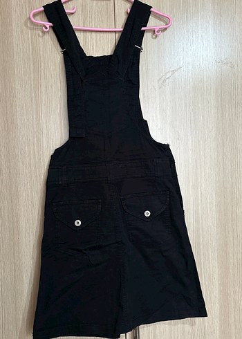 Diğer Düğmeli Siyah Kadın Denim Kısa bahçıvan elbise