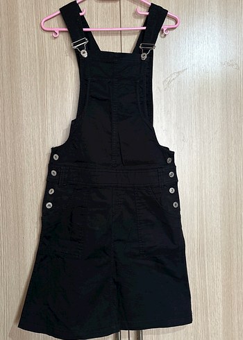 Düğmeli Siyah Kadın Denim Kısa bahçıvan elbise
