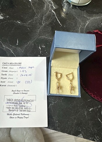 Tiffany&Co Altın tiffany küpe