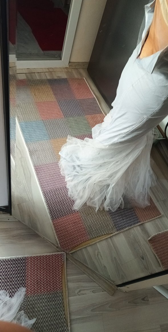 Bohem Gri Uzun Balık Gelinlik - Görsel 3