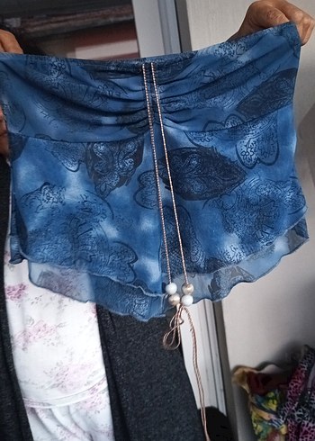 Mini Mavi Bağlamalı crop - Görsel 2