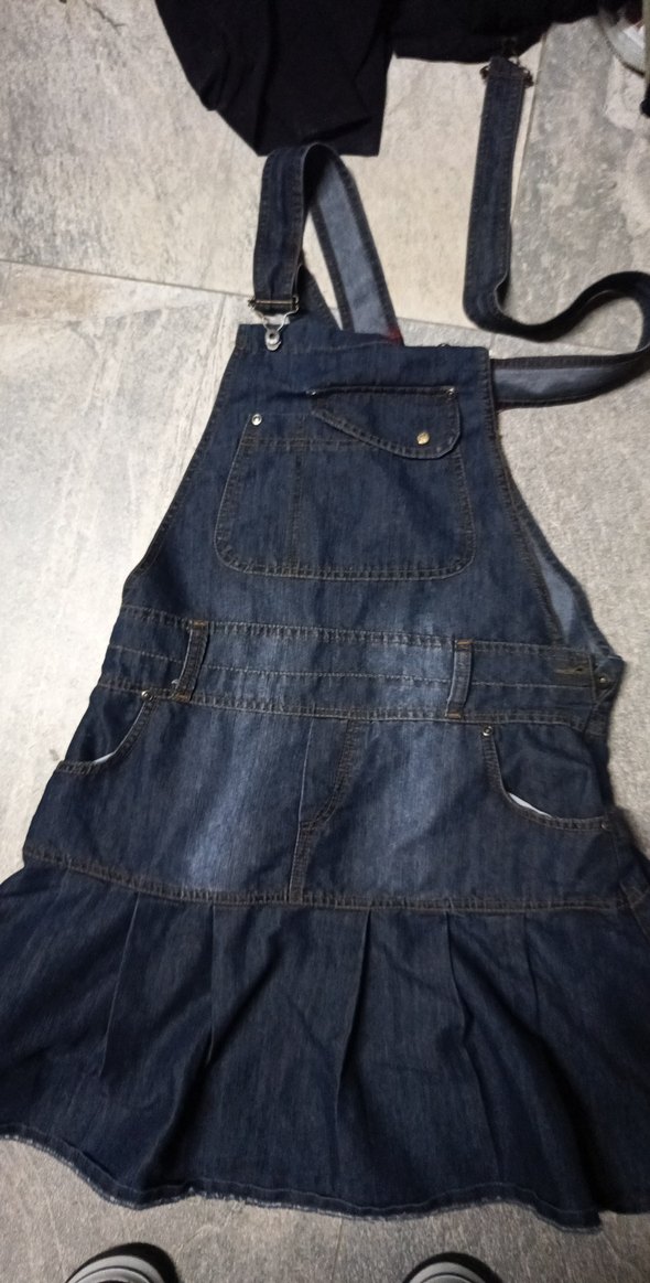 Lacivert Kot salopet kot elbise - Görsel 2