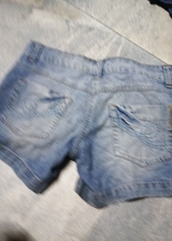 Gri Mavi Kadın Kot Şort Mini Kesim - Görsel 5