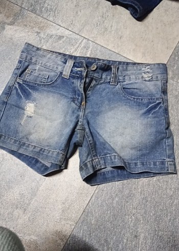 Gri Mavi Kadın Kot Şort Mini Kesim - Görsel 3