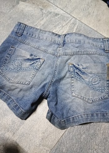 Gri Mavi Kadın Kot Şort Mini Kesim - Görsel 4