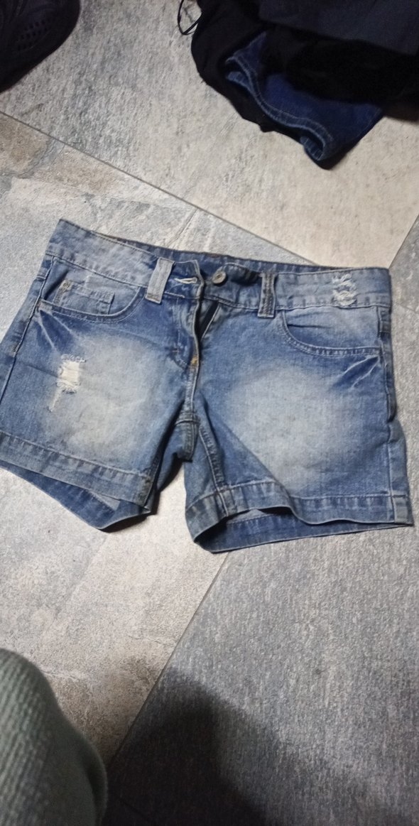 Gri Mavi Kadın Kot Şort Mini Kesim - Görsel 3