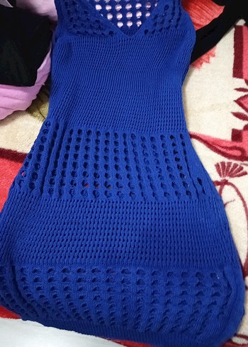 Mavi Bohem Örgü pareo Elbise - Görsel 2