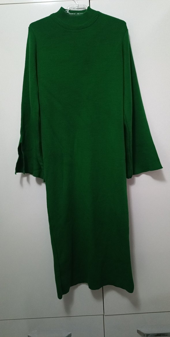 Kadın Yeşil Uzun Kollu Salaş Elbise - Görsel 2