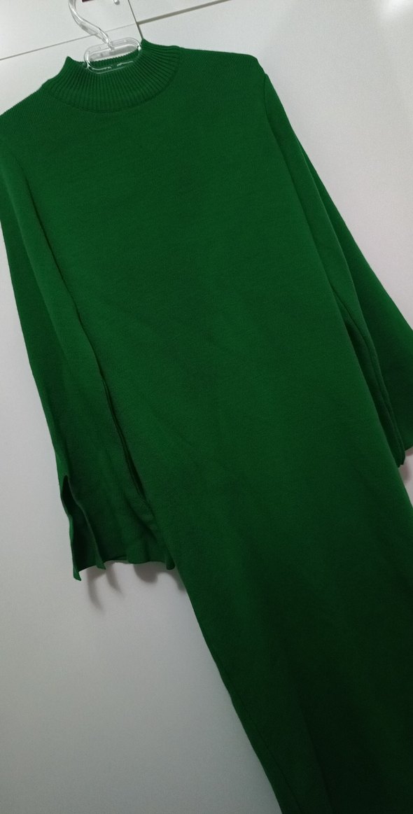 Kadın Yeşil Uzun Kollu Salaş Elbise - Görsel 3