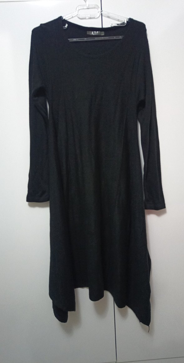 Siyah triko Uzun Kollu Uzun Elbise - Görsel 2