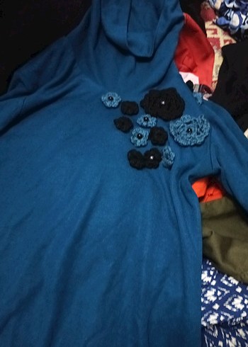 yüksek yaka elbise petrol yeşili - Görsel 2