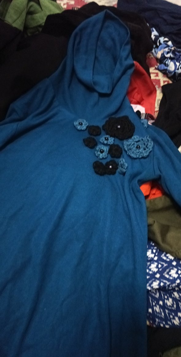 yüksek yaka elbise petrol yeşili - Görsel 2