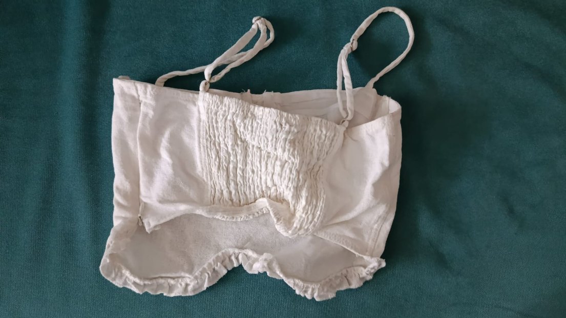 Beyaz Keten Straplez Midi Büstiyer - Görsel 3