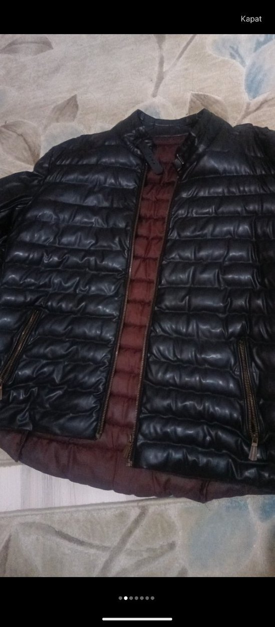 Erkek Siyah Deri Biker Ceket - Görsel 2