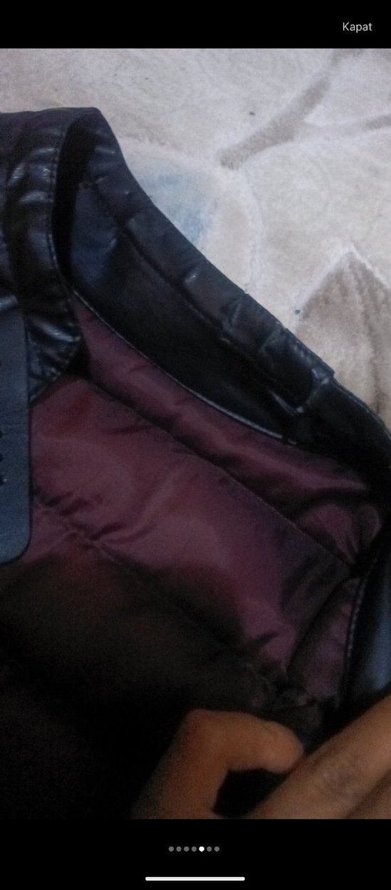 Erkek Siyah Deri Biker Ceket - Görsel 5