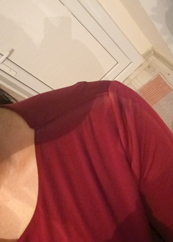 Bordo tokalı kemerli tarz elbise - Görsel 7