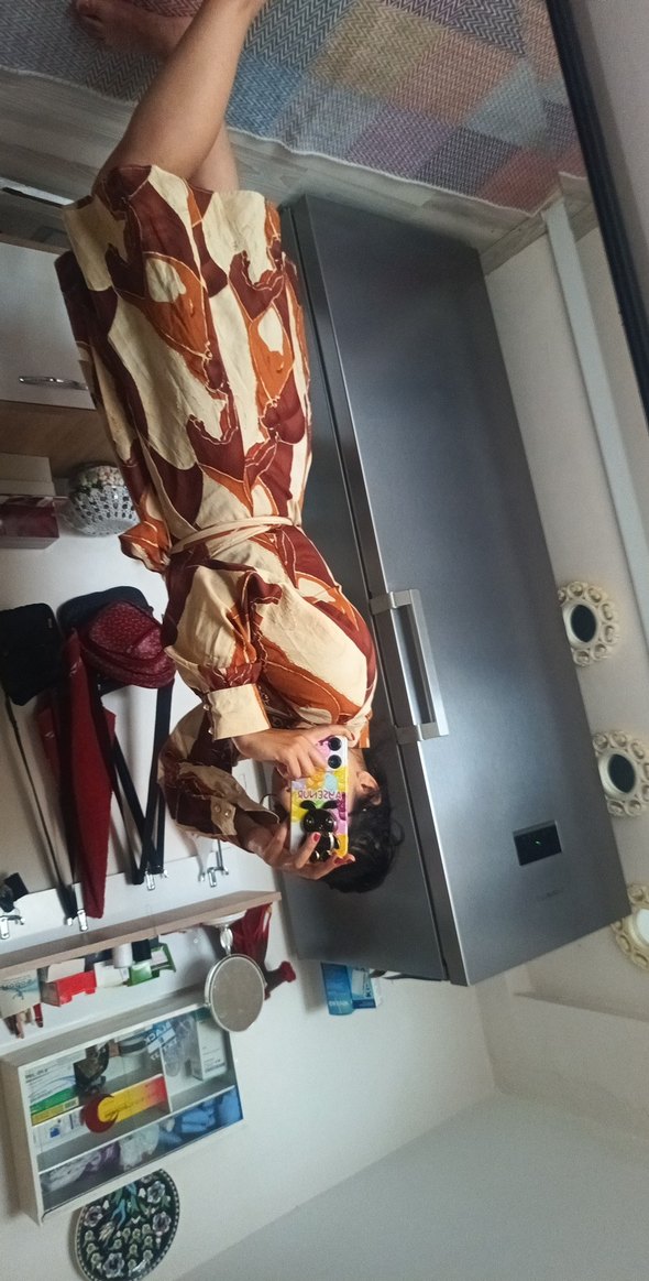 Bohem Tarzı Midi kruvaze Kadın gömlek elbise - Görsel 5