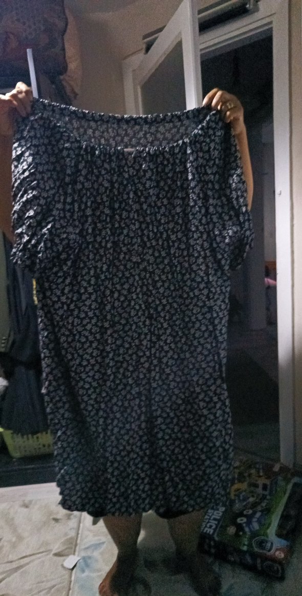 Kısa Kollu Siyah Batik Desenli hamile elbise - Görsel 2