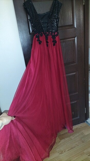 l Beden bordo Renk Abiye