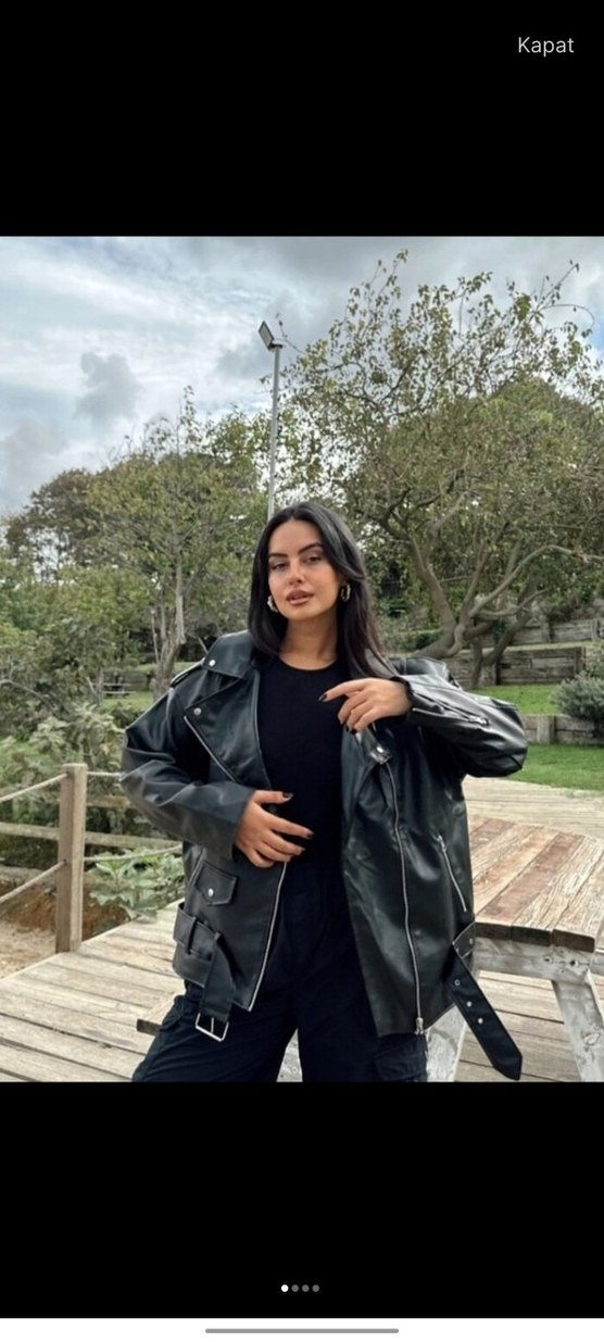 Siyah Deri ceket - Görsel 2