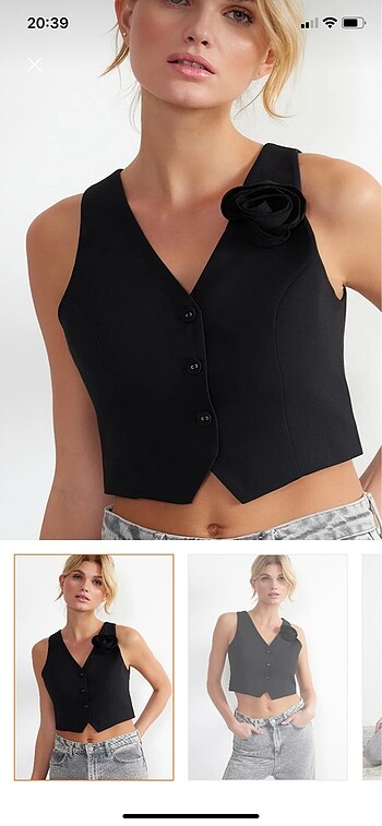 Siyah crop yelek