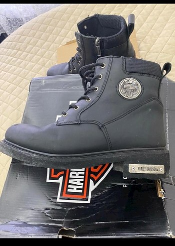 Harley Davidson Siyah Erkek Deri Biker Bot - Görsel 7