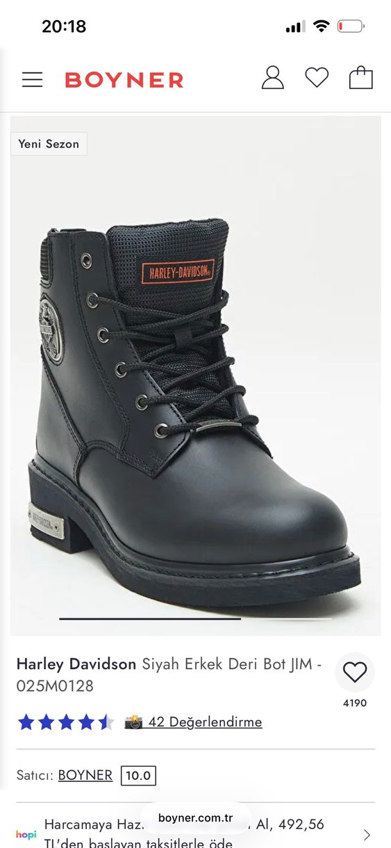 Harley Davidson Siyah Erkek Deri Biker Bot - Görsel 2