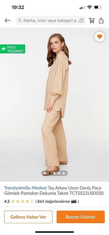 Trendyol & Milla Trendyol modest taş rengi takım