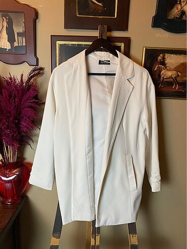 Stradivarius beyaz oversize blazer