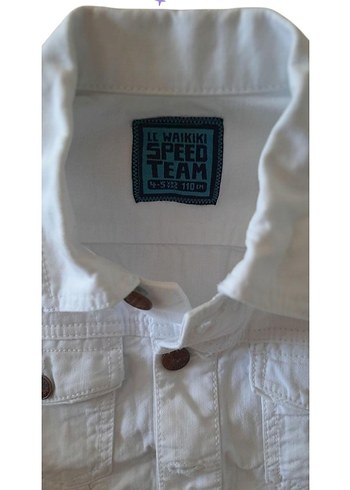 LC Waikiki unisex Çocuk Beyaz Pamuklu Düğmeli Kot Ceket