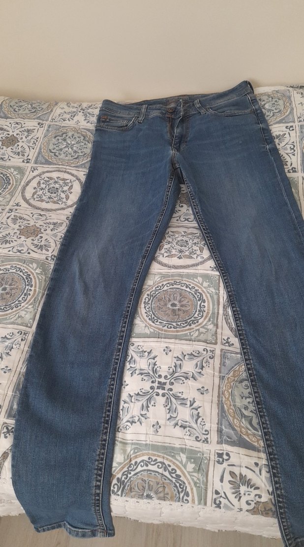 erkek Gri Mavi Kot Pantolon - Görsel 5